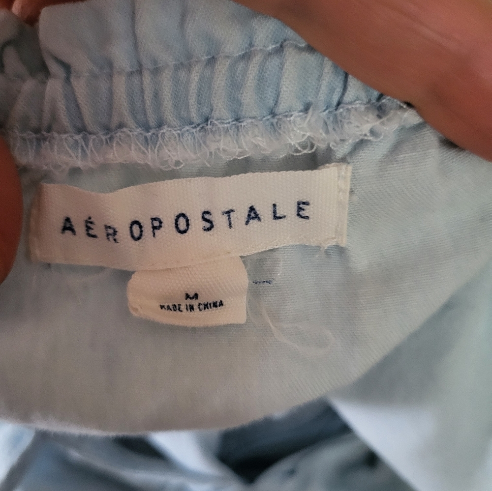 Solid Off-The-Shoulder Embroidered Chambray Shift… - image 8